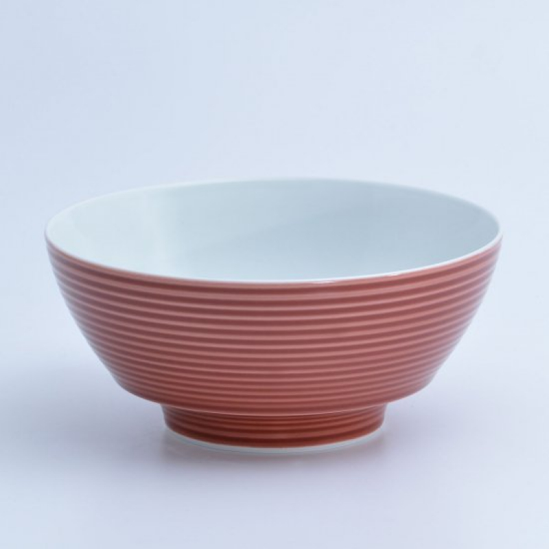 赤釉千段ﾗｰﾒﾝ鉢1