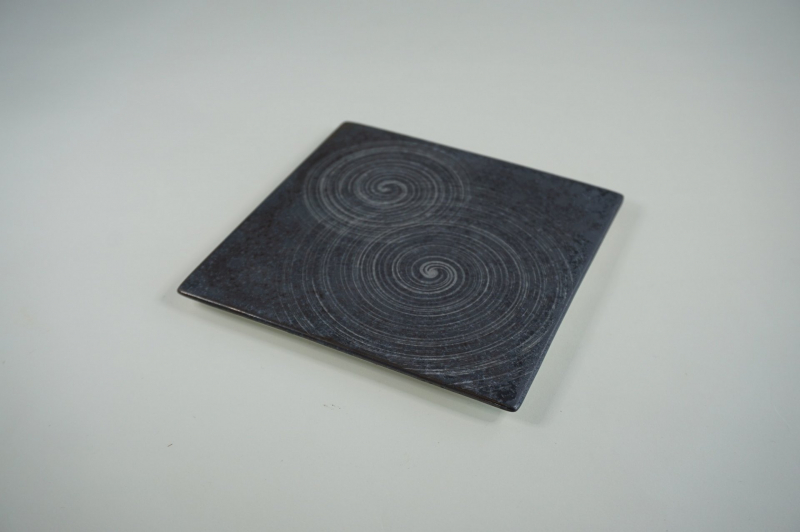 黒晶銀ふたかすり12cm角形陶板 1