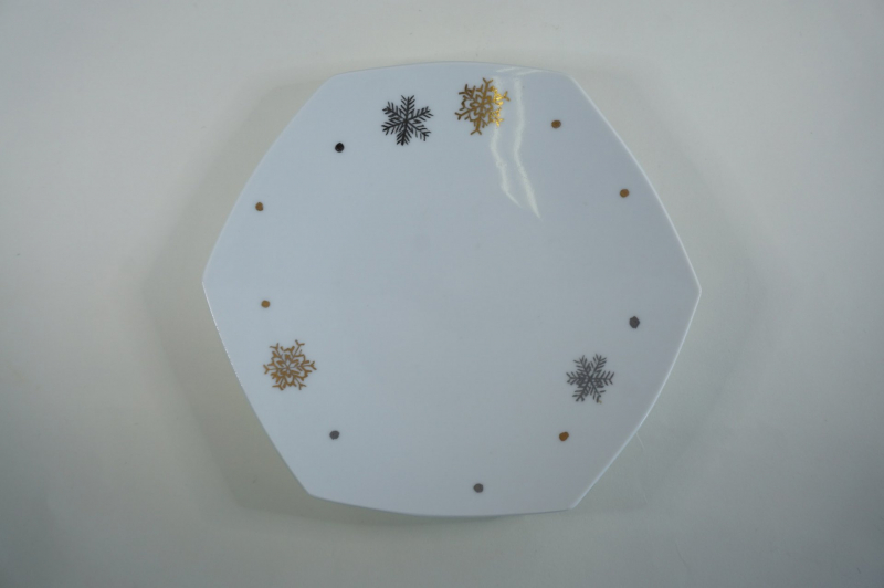金銀彩雪結晶　六角皿　2