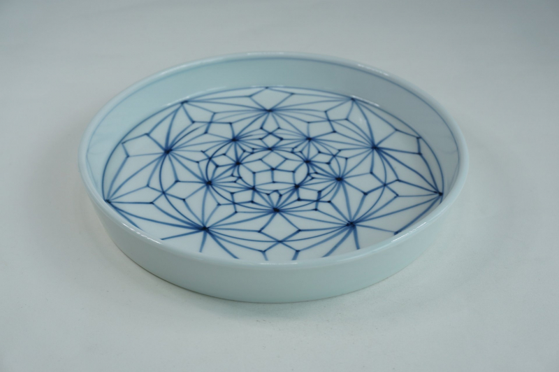麻の葉　渕立　6寸皿　青 1