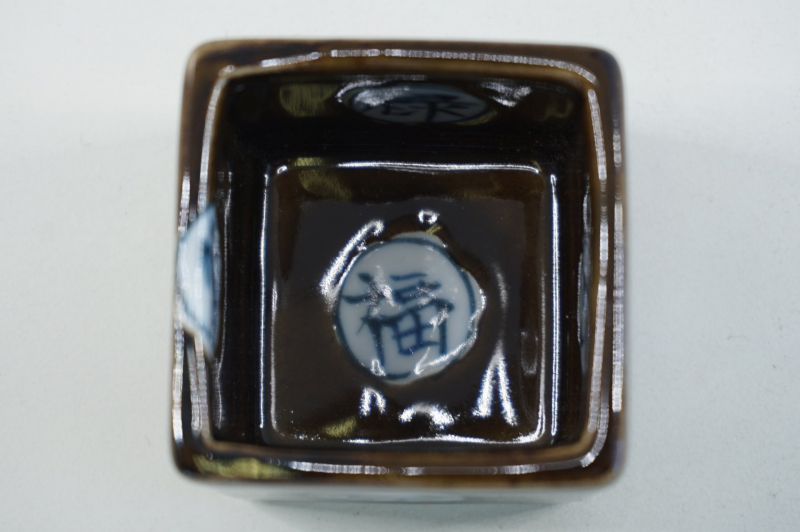 コゲ茶釉福禄寿　升形珍味 2